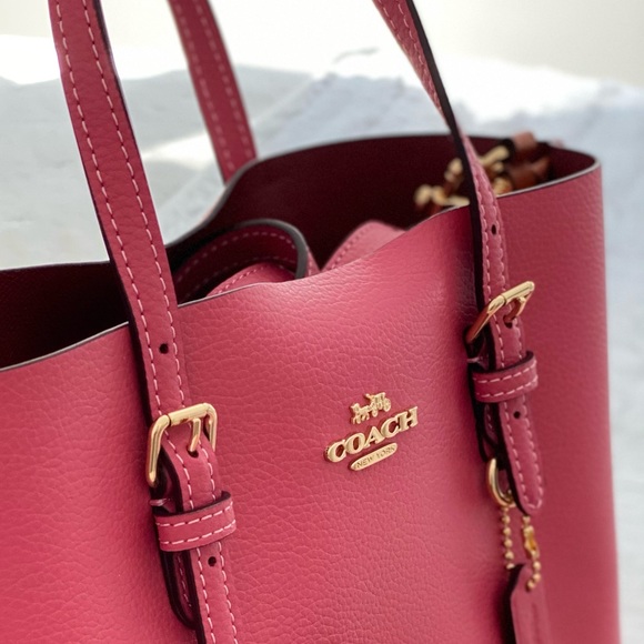 🆕 COACH | Pink Strawberry Haze Mollie Tote 25 Crossbody Shoulder Bag Purse - Picture 10 of 16